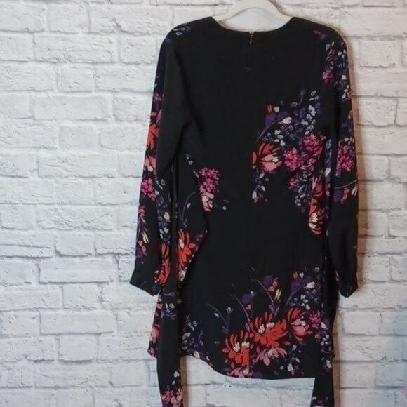RACHEL ROY Floral Print Tie-Wrap Mini Long Sleeve Dress Size 4 - Picture 6 of 8